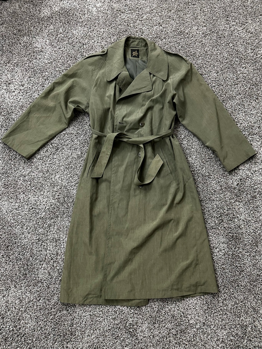 Vintage Luba Paris Olive Green Belted Trench Coat